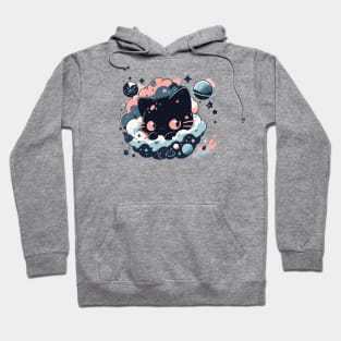 Cat floating on space clouds Hoodie